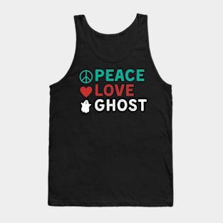 Peace Love Ghost Funny Halloween Tank Top